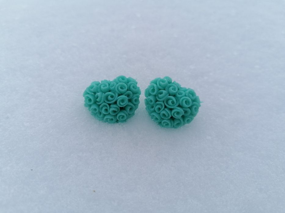 Kolczyki z modeliny turkusowe