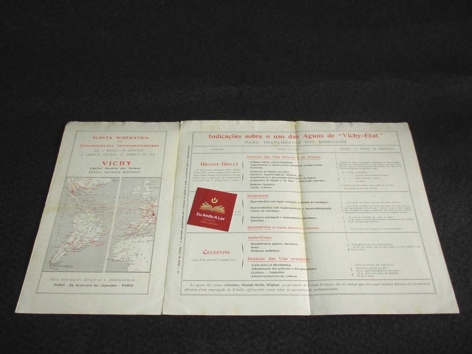 Folheto Estabelecimento Thermal Vichy 1922 Raro