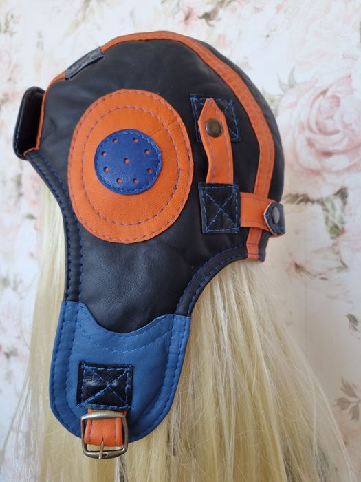 Skórzana czapka pilotka