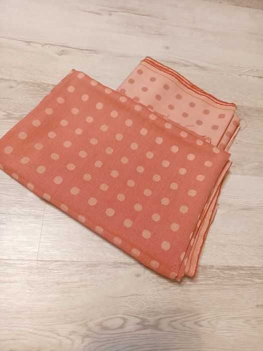 Materiał tkanina bawełna kropki koral łososiowy