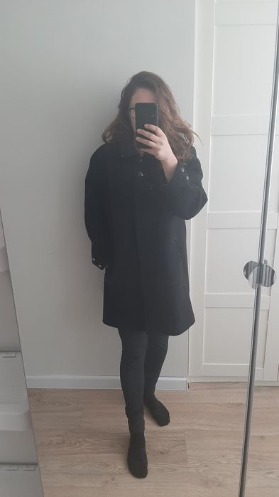 Dlugi welniany kaszmirowy plaszcz vintage oversize klasyczny cashmere