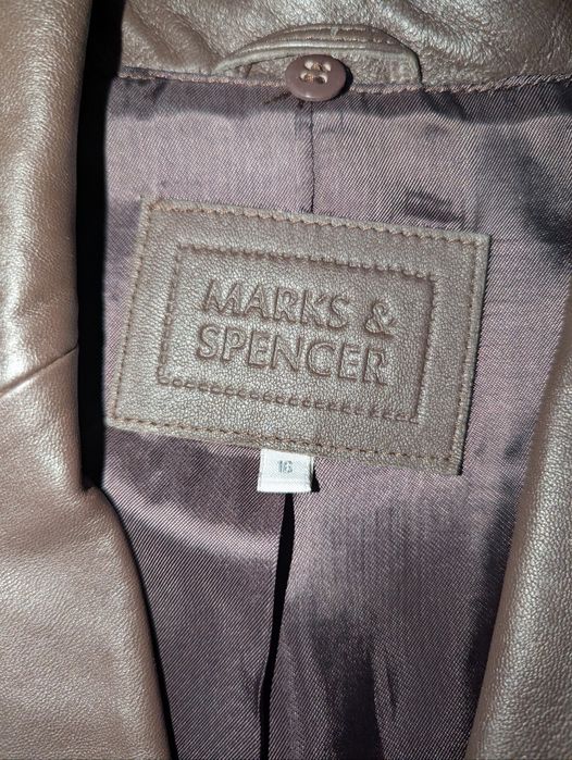 Шоколадний шкіряний тренч розмір 14-16р Marks and Spencer
