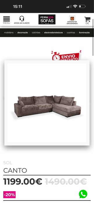 Sofa de canto com novo