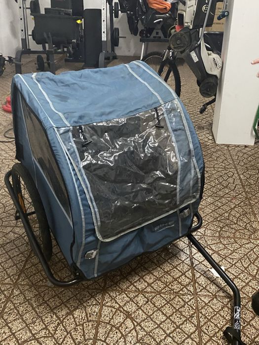 Reboque de Bicicleta para Crianças com 2 Lugares azul