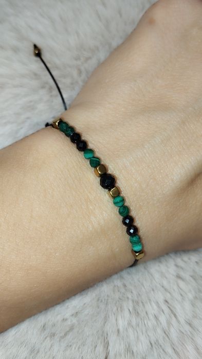 Bransoketka z kamieni naturalnych czarny turmalin,malachit,hematyt