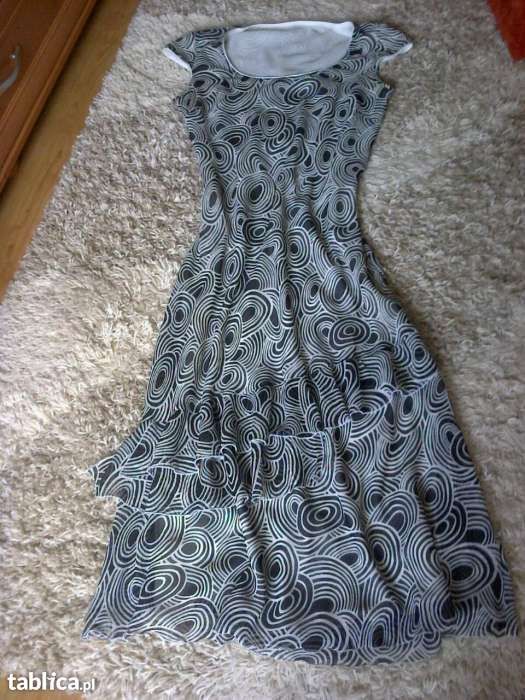 TANIO! Sukienka letnia z srebrną nitka