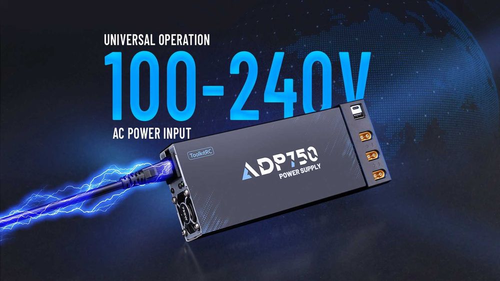 Блок живлення зарядних пристроїв ToolkitRC ADP750 750W XT90 XT60 M8D