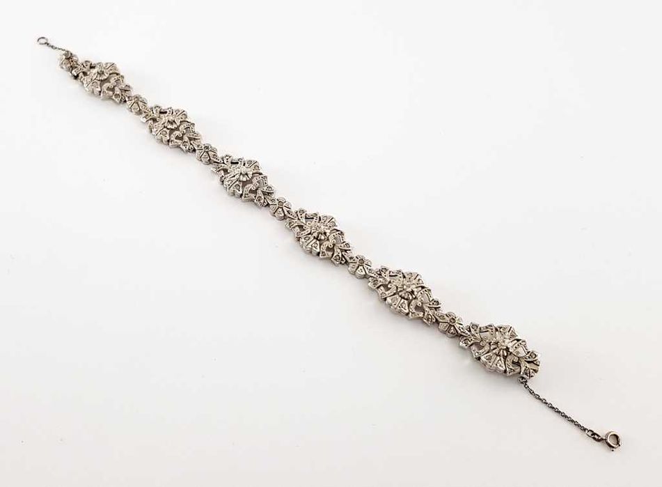Złota bransoleta z diamentami  1,45 carat - lata 40-te - Piękna