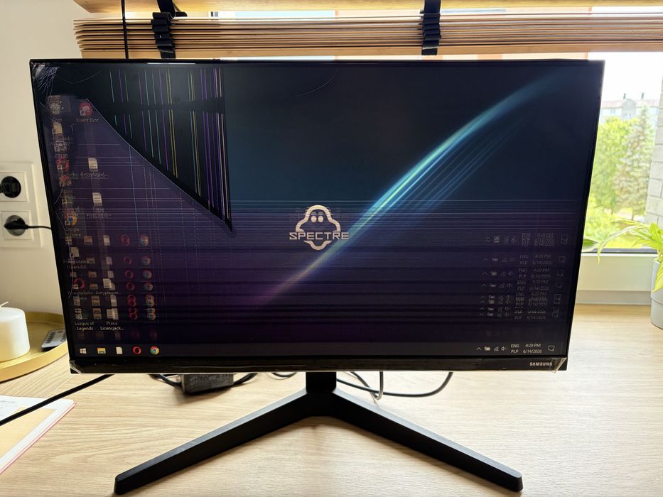 Uszkodzony monitor Samsung t350 24 cale + oryginalny zasilacz