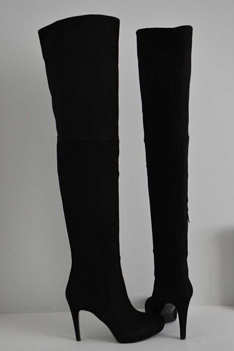 ŁADNIE DOPASOWANE muszkieterki The Seller kozaki DO POŁOWY UDA 38