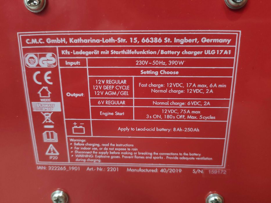 Prostownik + Starter ULTIMATESPEED ULG 17 A1 Komplet