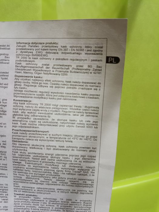 NOWY TR2000 tractel kask ochronny,  do prac na wysokości