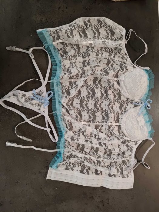 Gorset z kokardą + majtki + paski S/M Walentynki