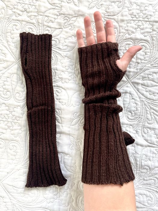 arm warmers/rękawki na ręce z kokardką brązowe
