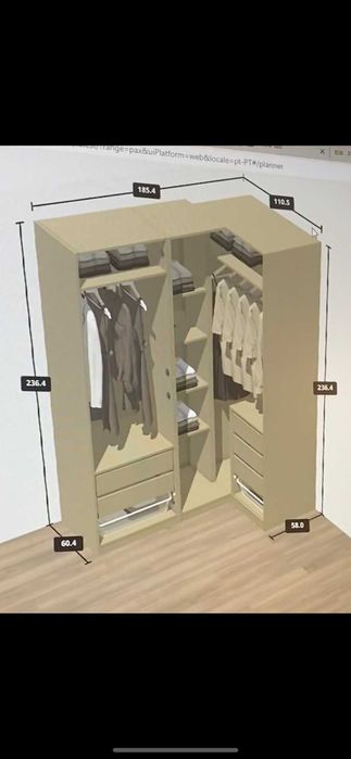 Roupeiro PAX à Venda, Cor Bege Única, Como Novo (Wardrobe for Sale)