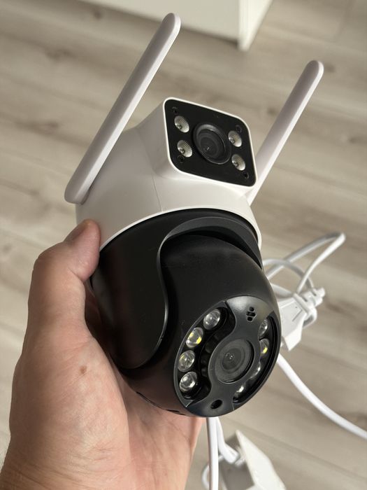 Hiseeu 4K 8MP Podwójny obiektyw Wifi Kamera monitorująca karta 128Gb