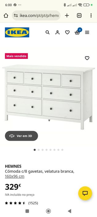 Ikea cama e cómoda HEMNES