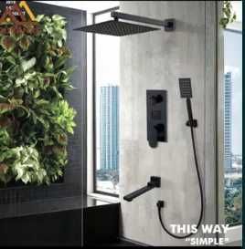 Душевой гарнитур QUYANRE для скрытого монтажа в черном цвете дисплей