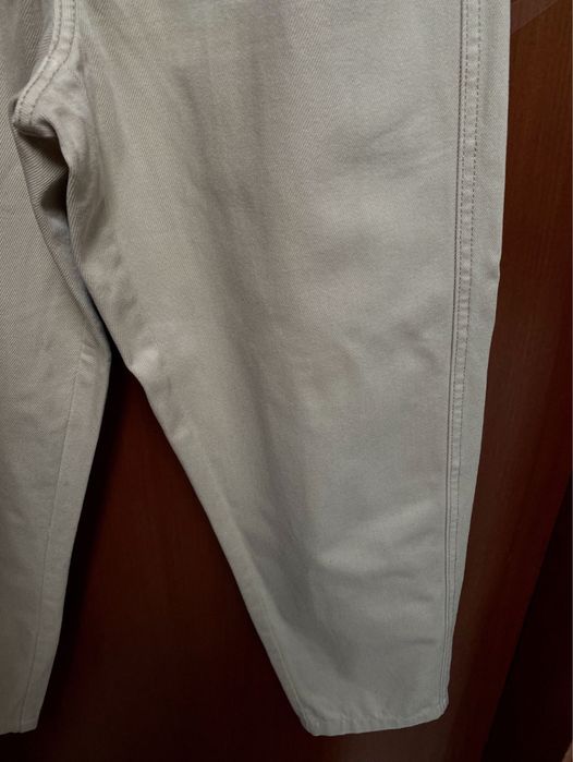 HM jeans calças de ganga cintura elástica - caqui (38)