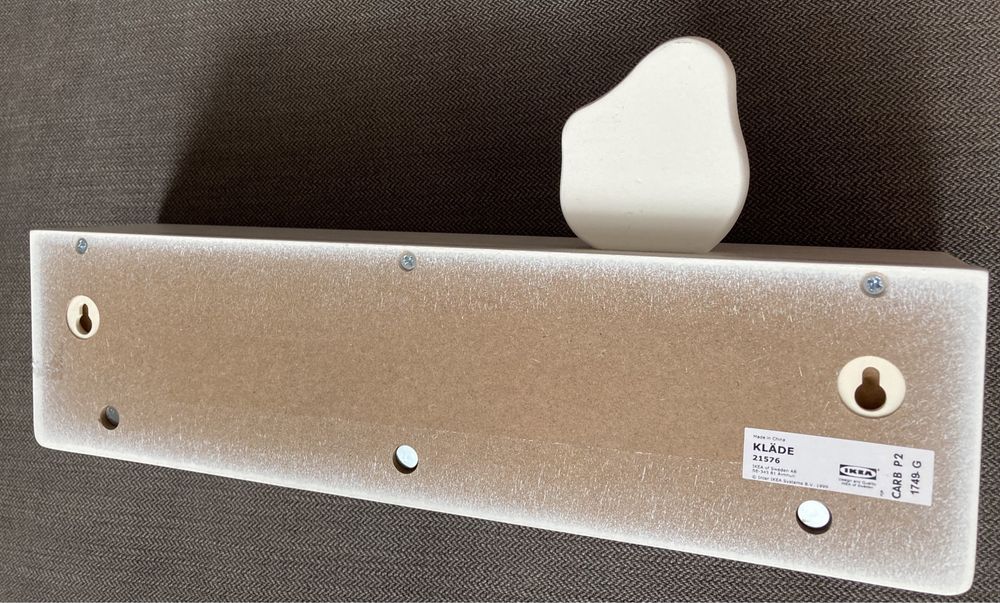 IKEA KLADE, Wieszak 3 gałki, 10x38cm, BIAŁY