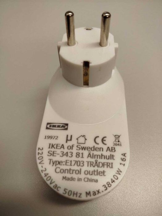 IKEA TRÅDFRI E1703 розумна розетка Zigbee (контрольна вилка) 16A/3840Вт