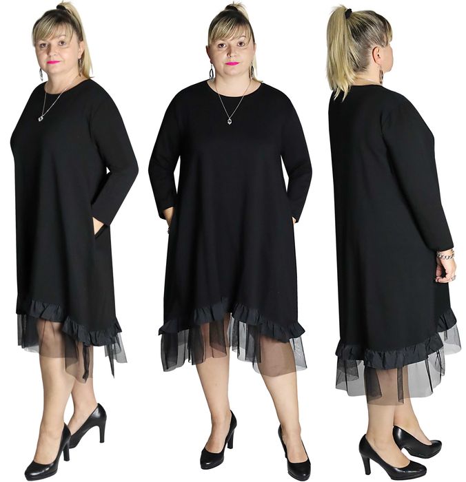 SUKIENKA Z TIULOWĄ FALBANKĄ kolor Czarny roz.52/54,54/56