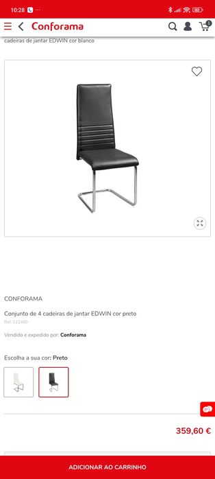 4 Cadeiras semi novas – Conforama, reestofadas recentemente