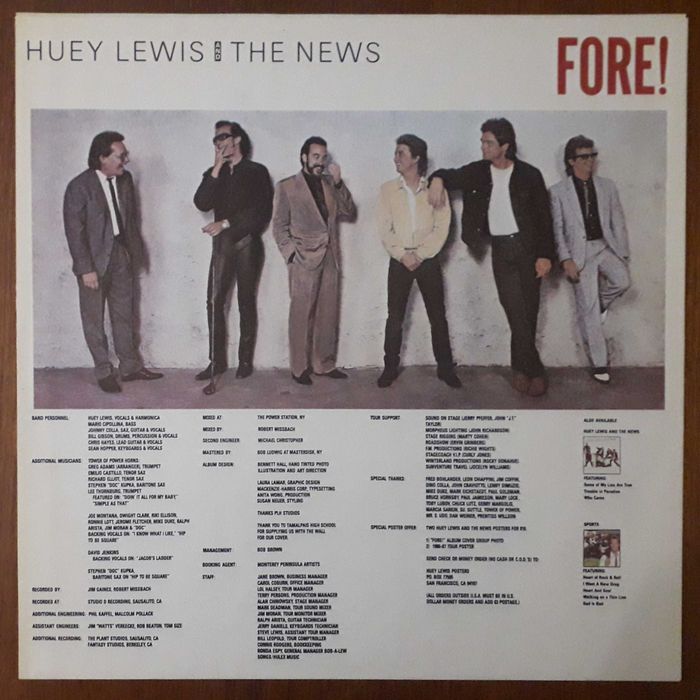 Huey Lewis & The News disco de vinil "Fore!"