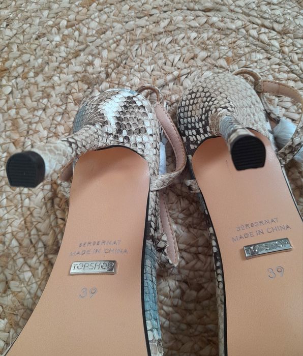 Szpilki sandały 39 25cm wężowe wesele letnie Topshop