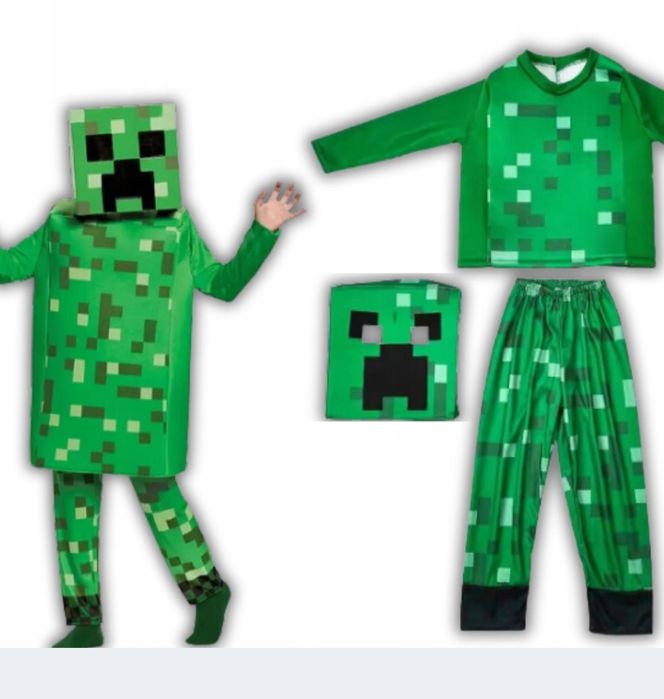 Strój karnawałowy Minecraft Creeper rozm L 130-140cm