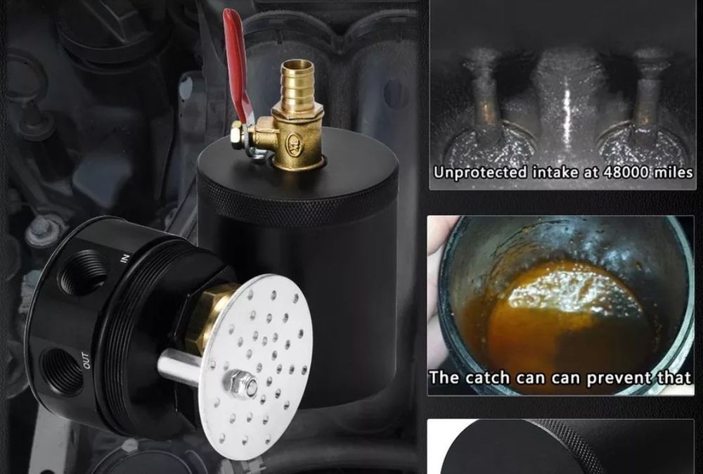 Oil Catch Can Universal + Filtro breather - Preto (mdl3)