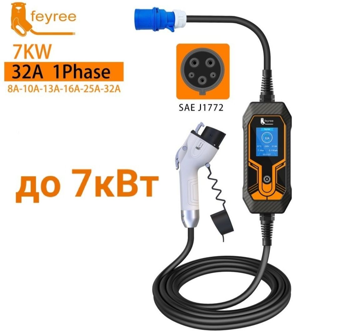 Type 2 / Type 1 7 кВт 32А Feyree зарядка для електроавтомобіля тесла: 5 ...