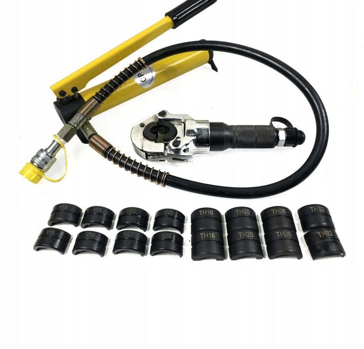 Zaciskarka hydrauliczna 6T 16mm + 9 matryc V/TH, głowica 360°