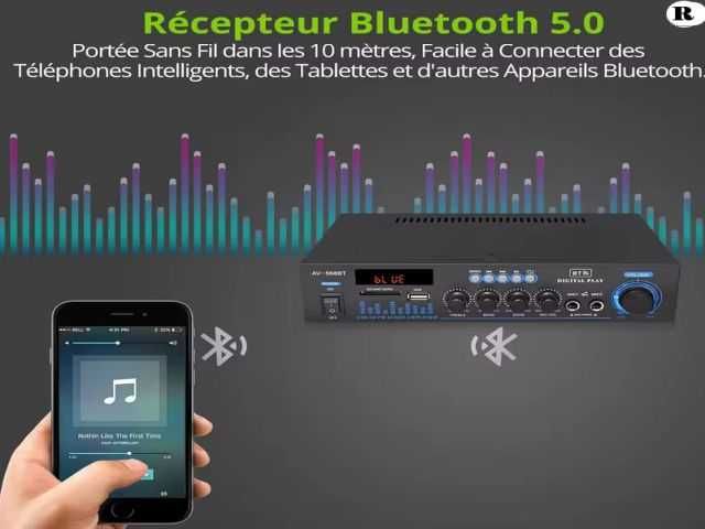 Wzmacniacz AV-568BT 5.0 Amplituner FM USB SD + kolumny Philips
