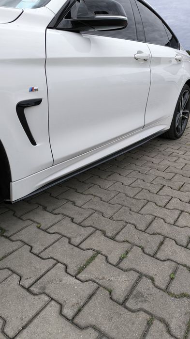 BMW F32 F33 F36 Dokładki Boczne Progów Splittery Czarny Połysk