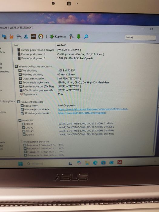 Asus zenbook i5/8/SSD500/Win11