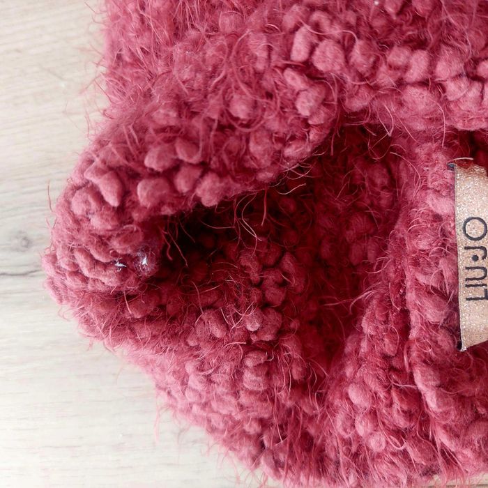 Czapka i szalik Liu-Jo, bordo, boucle, wełna.