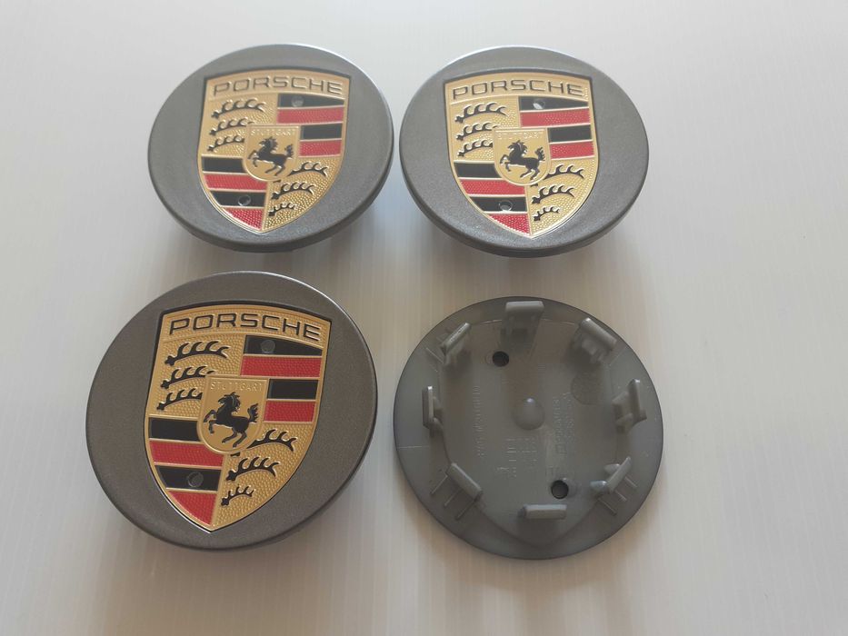 Centros/tampas de jante completos Porsche com 56, 60, 65, 68 e 76 mm