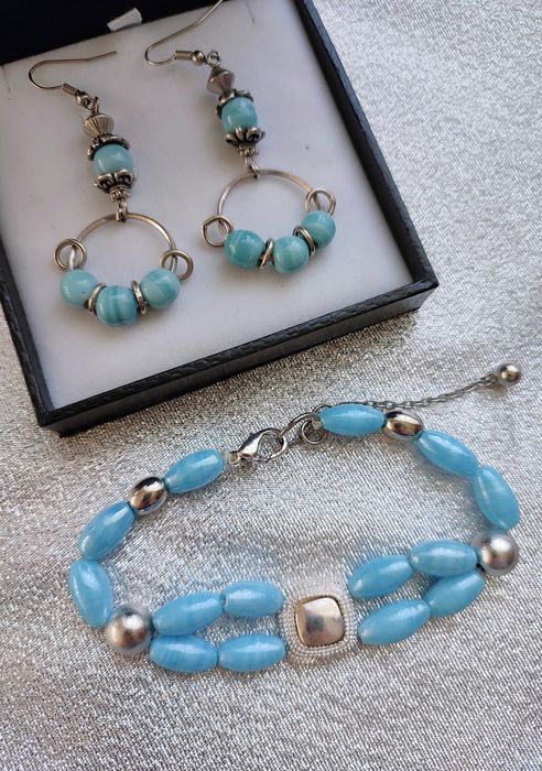 Комплект: Винтажный браслет и серьги,  стекло Murano, Венеция