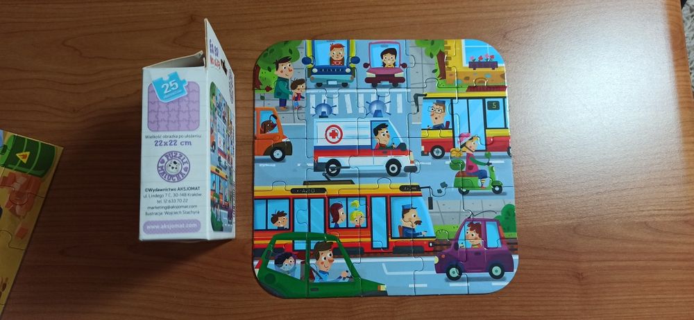 Zestaw 8 opakowań puzzli, Bob Budowniczy, koparka, auta