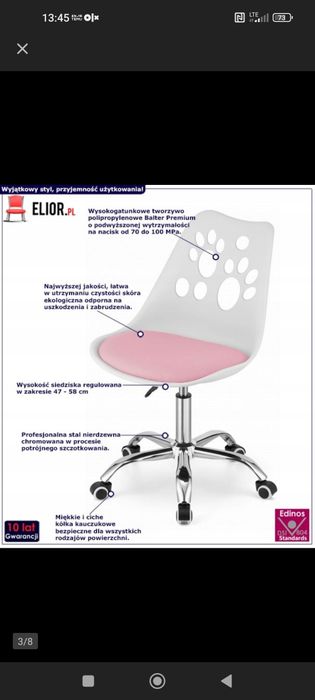 Krzesło obrotowe do biurka dla dziecka.