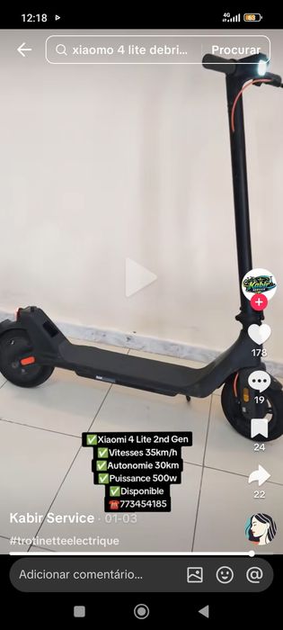 Trotinete elétrica em excelente estado