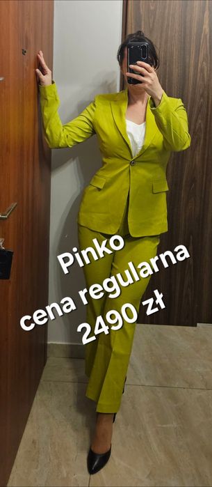 Zielony limonkowy garnitur Pinko marynarka spodnie