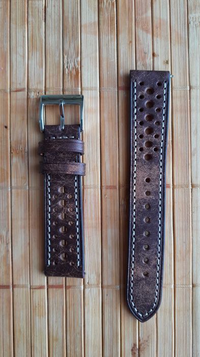 Skórzany pasek do zegarka typu rally 20 mm vintage Omega Tag Heuer