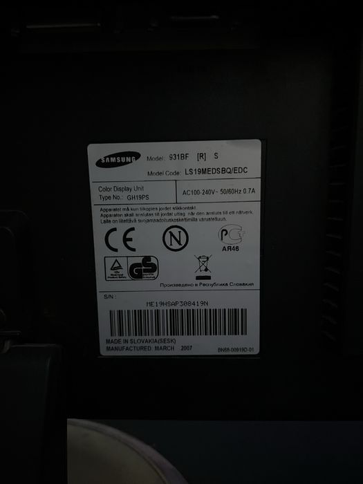 монитор Samsung SyncMaster 931BF 50/60Hz