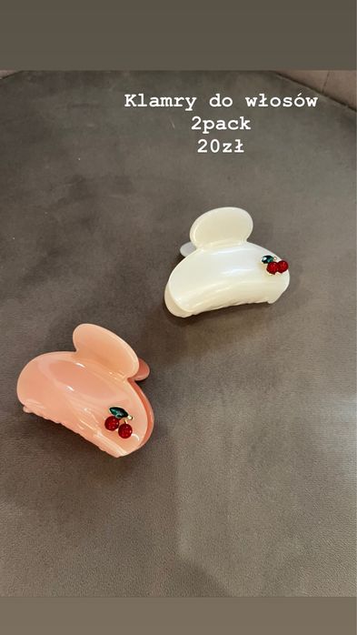 Klamry do włosów klamra biała różowa wisienka