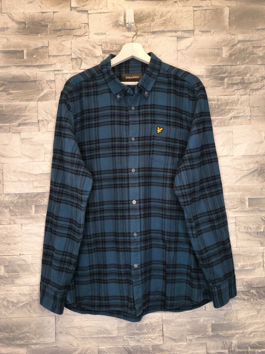 Koszula Lyle Scott Kratka Długi Rękaw Logo Niebieska XL