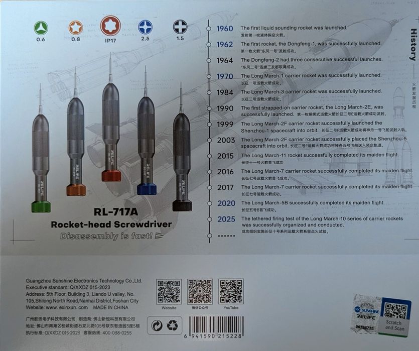 Набір прицензійних викруток Relife RL-717A набір 5 шт.