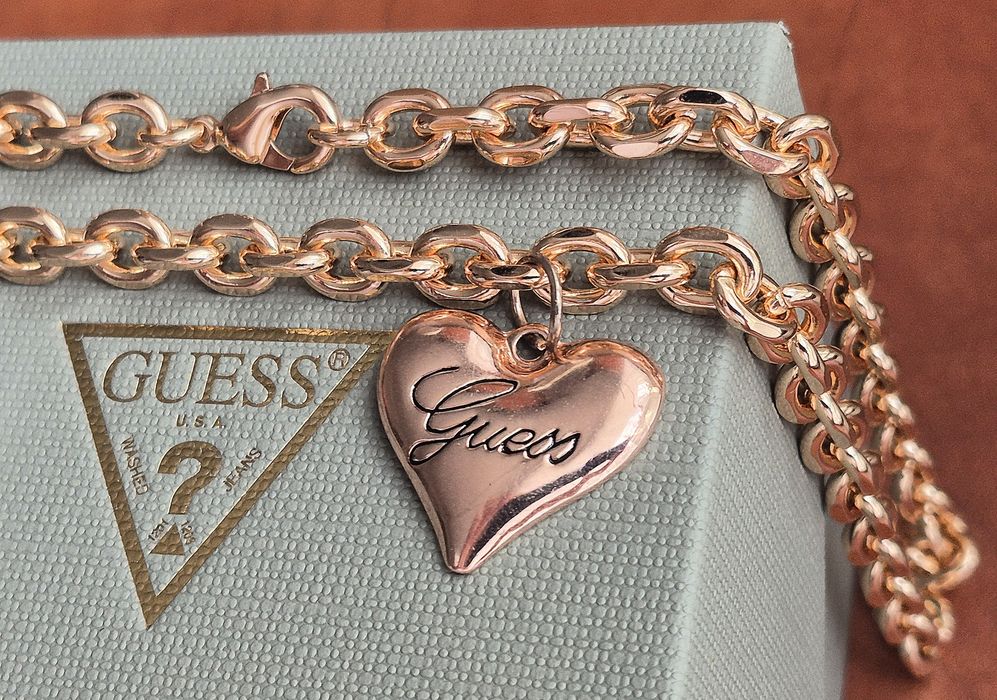 Guess Premium Naszyjnik Łańcuszek Złoty Pozłacany jak Różowe Złoto 585 Rose Gold