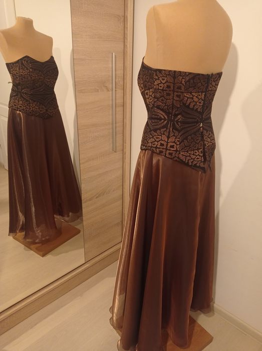 Suknia balowa sukienka studniówka brązowa